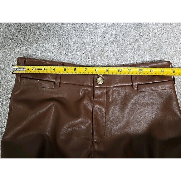 CHICO'S Faux Leather Wide Leg Crop Pants Brown Women’s Size 00/ US 2 READ - Picture 6 of 9